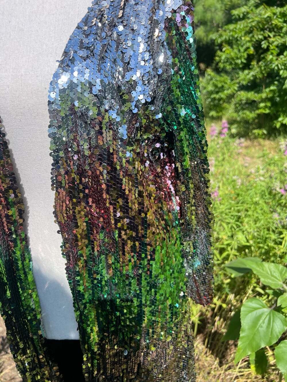 Iridescent Sequin Open Front Duster Cardigan - Picture 6 of 8